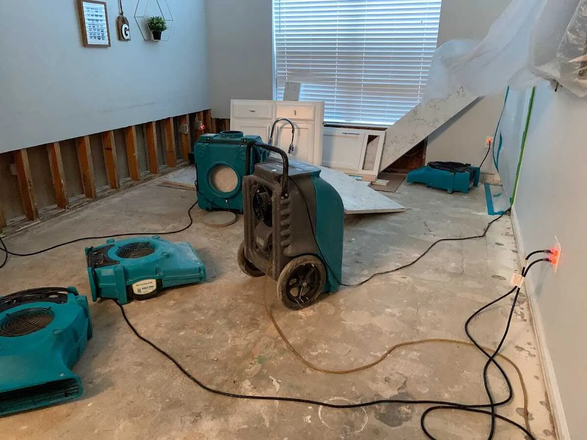 Dehumidifier in flood-cut room for Water Damage Restoration in Beaufort